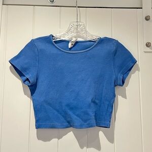 Princess Polly Sky Blue Ribbed Crop Top